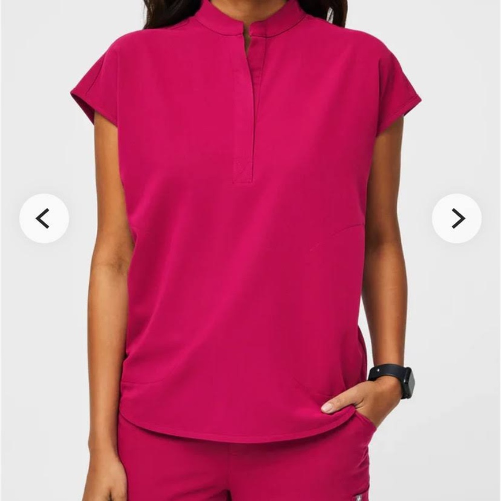 Figs Rafaela Scrub Top in Hot Pink